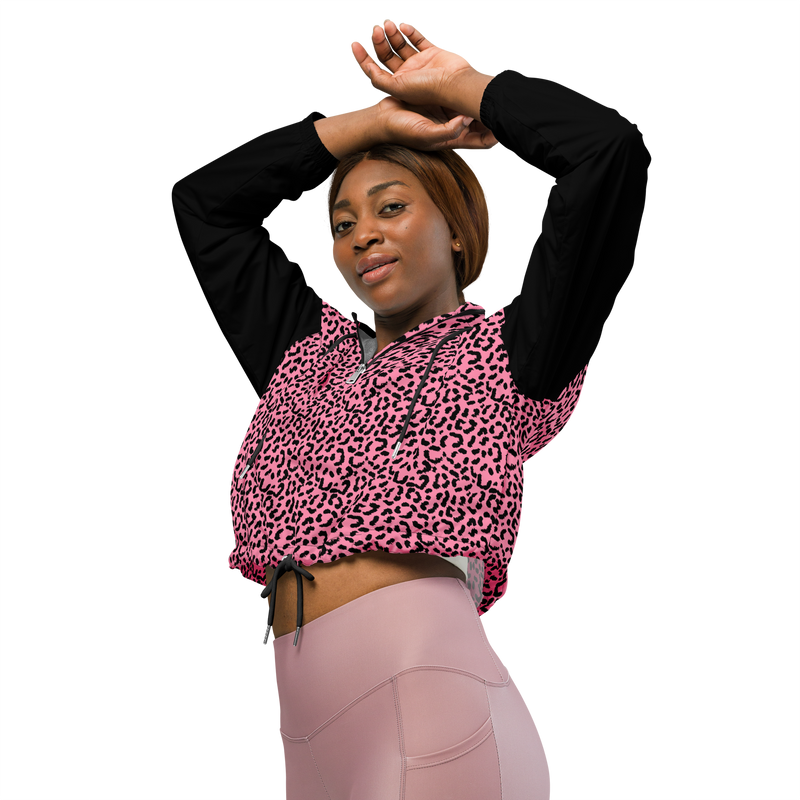 Women’s cropped windbreaker Animal print pink.