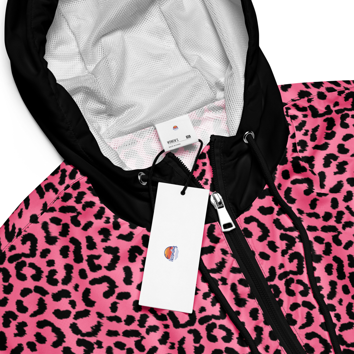 Women’s cropped windbreaker Animal print pink.